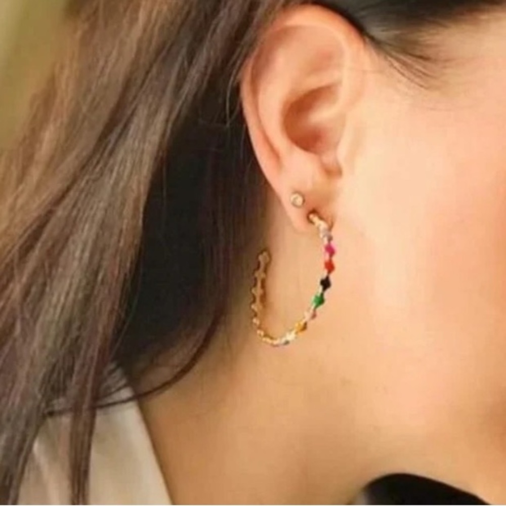 Stella & Dot | Happy ColourPOP Enamel Hoop Earrings Retired - Picture 5 of 6